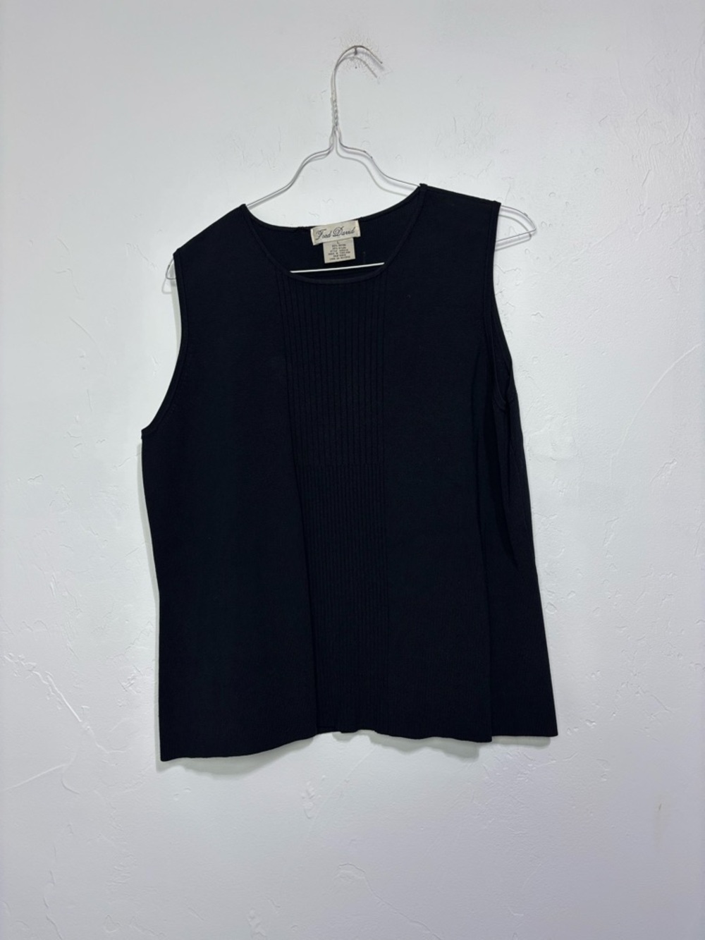 Fred David Women's Large Vintage Sleeveless Black Sweater Blouse Rayon